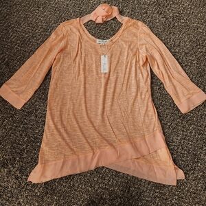Simply Noelle Top Blouse Tunic Peach S / M